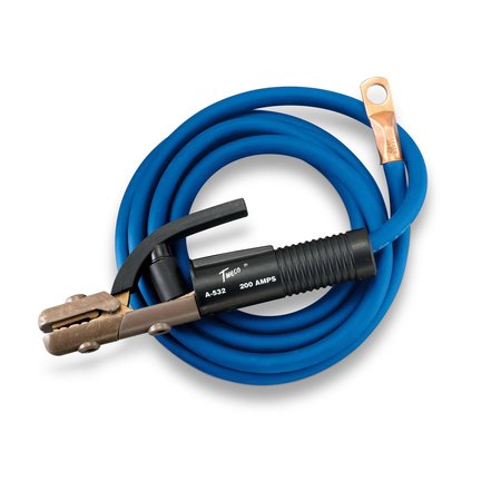 TRYSTAR Premium Welding Cable 1/0 Dark blue  10 FT  Black Male 2MPC / 300A Flat-Jaw  Copper Ground Clamp TSWC10DKBE10-BKM-FJGC3